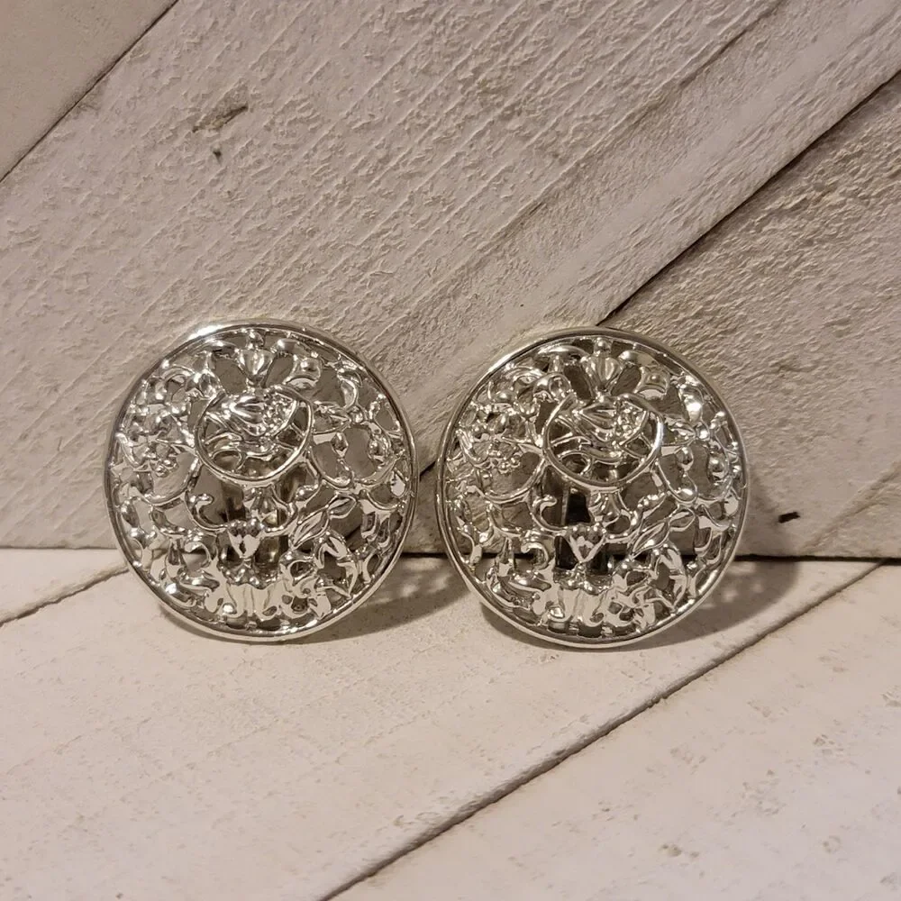 Vintage Sarah Coventry Silver Tone Filigree Clip-On Earrings